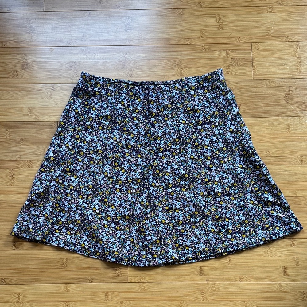 LOFT Black Floral Mini Skirt